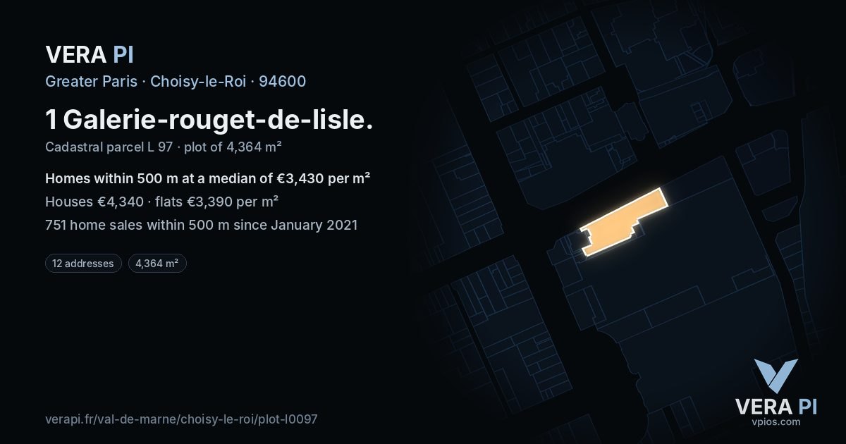 1 Galerie-rouget-de-lisle, Choisy-le-Roi at night – the plot lit, the parcels around coloured by the prices near them