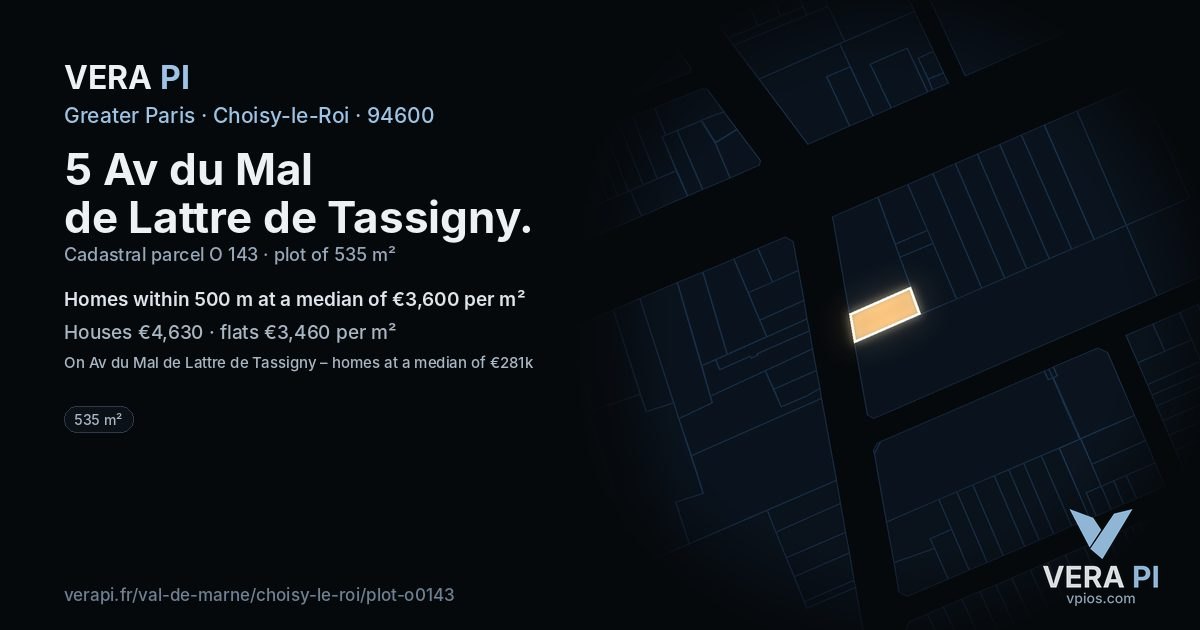 5 Av du Mal de Lattre de Tassigny, Choisy-le-Roi at night – the plot lit, the parcels around coloured by the prices near them