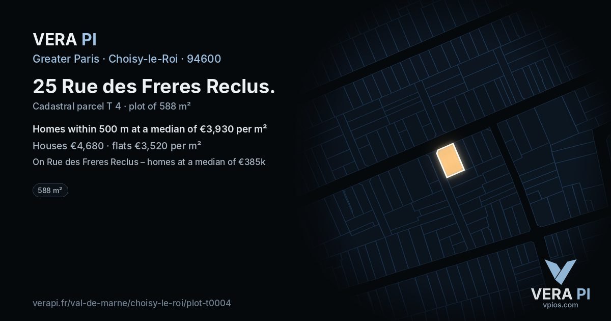 25 Rue des Freres Reclus, Choisy-le-Roi at night – the plot lit, the parcels around coloured by the prices near them