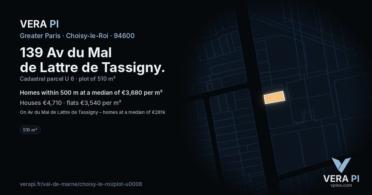139 Av du Mal de Lattre de Tassigny, Choisy-le-Roi at night – the plot lit, the parcels around coloured by the prices near them