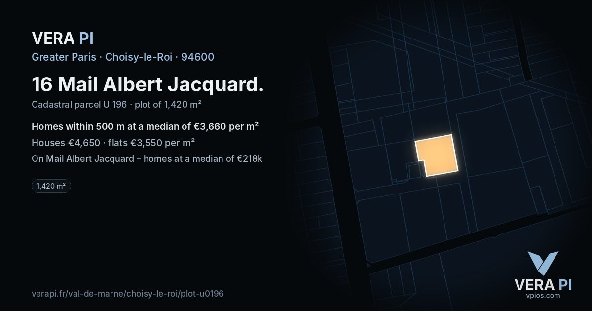 16 Mail Albert Jacquard, Choisy-le-Roi at night – the plot lit, the parcels around coloured by the prices near them