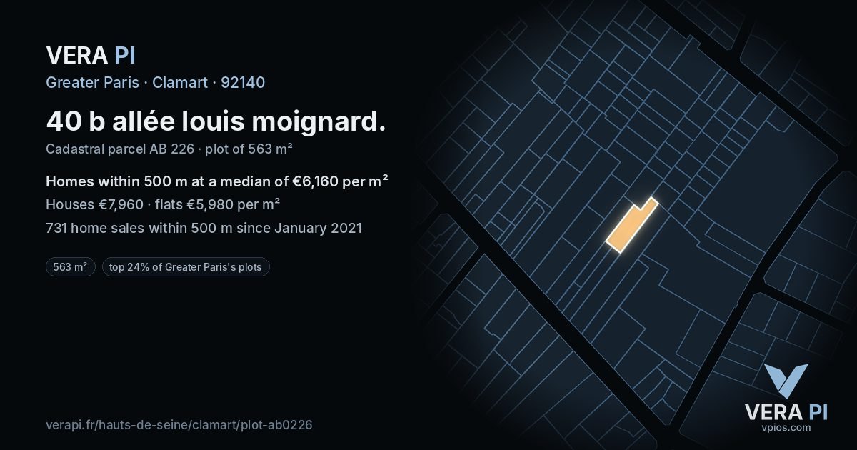40 b allée louis moignard, Clamart at night – the plot lit, the parcels around coloured by the prices near them