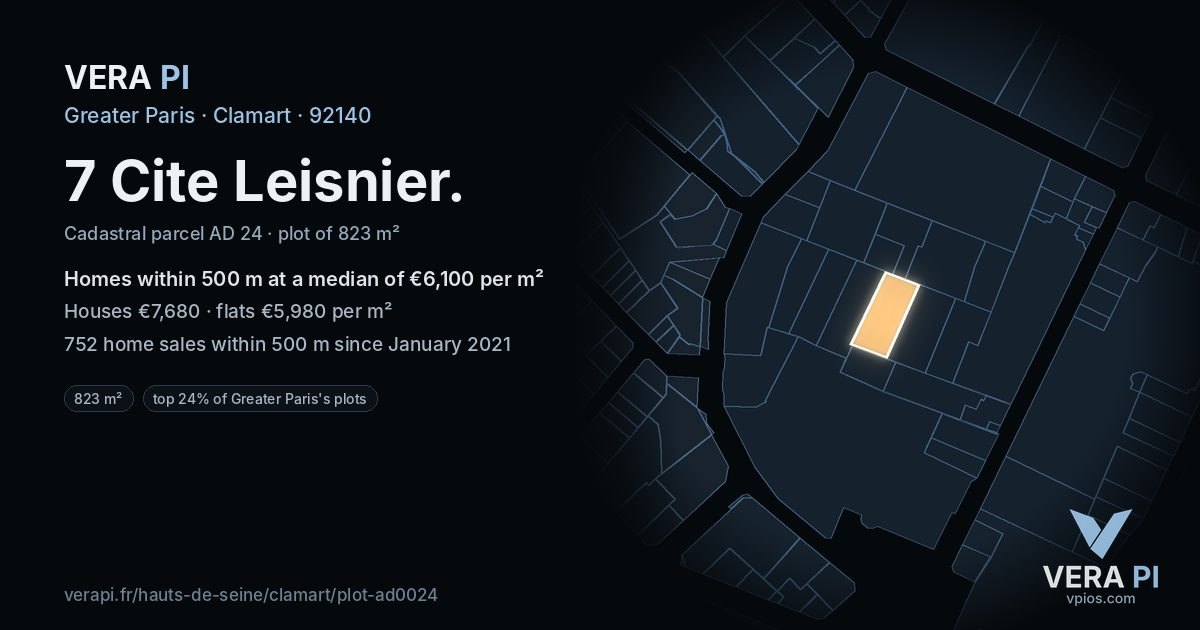 7 Cite Leisnier, Clamart at night – the plot lit, the parcels around coloured by the prices near them