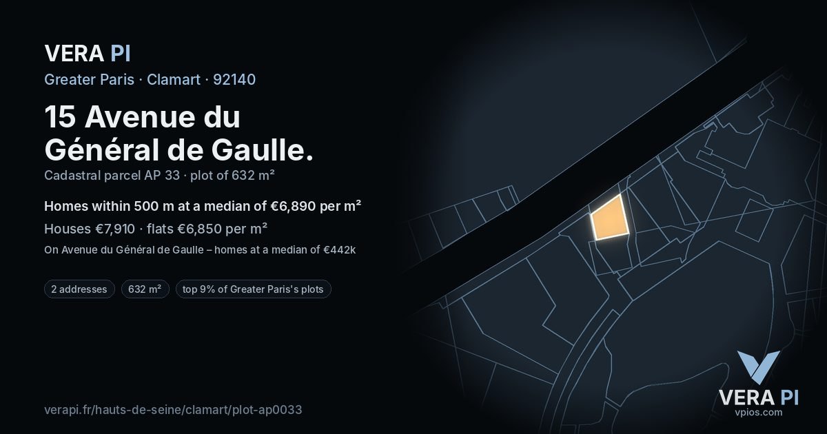 15 Avenue du Général de Gaulle, Clamart at night – the plot lit, the parcels around coloured by the prices near them