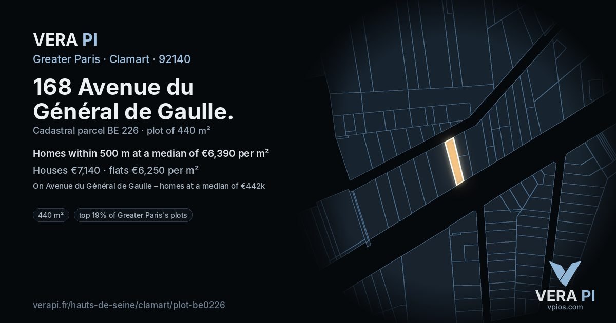 168 Avenue du Général de Gaulle, Clamart at night – the plot lit, the parcels around coloured by the prices near them