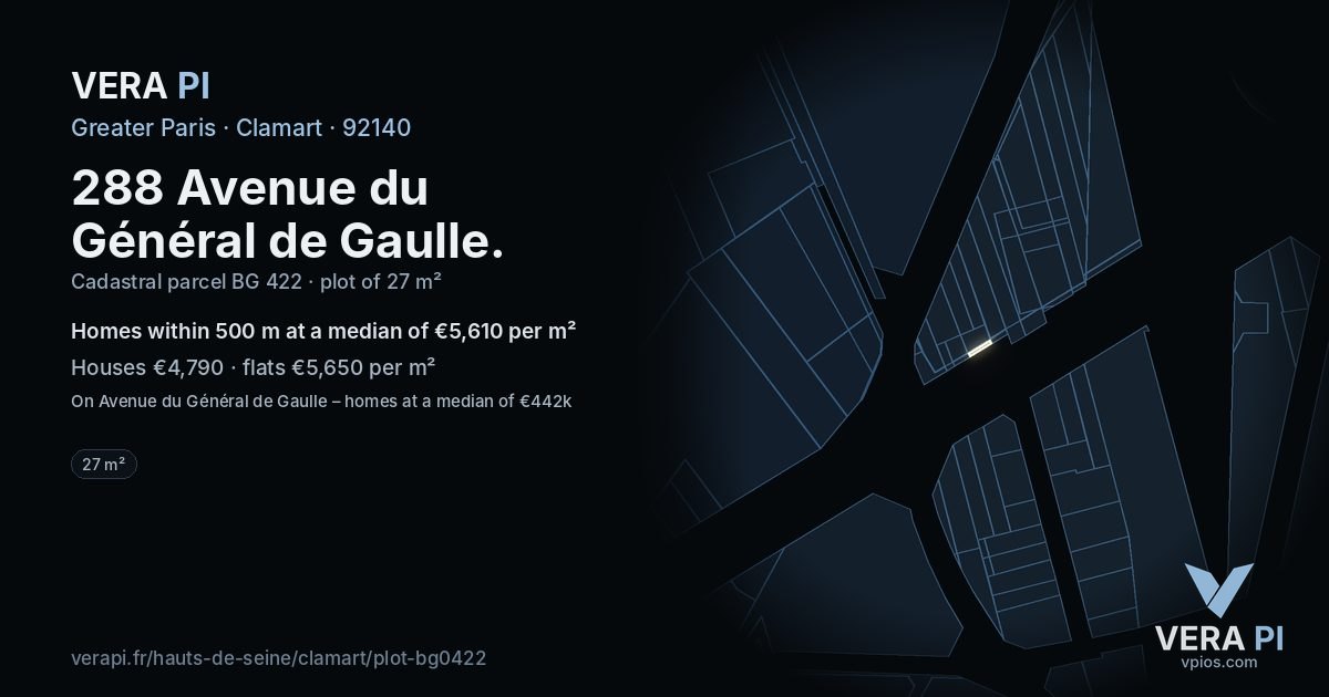 288 Avenue du Général de Gaulle, Clamart at night – the plot lit, the parcels around coloured by the prices near them
