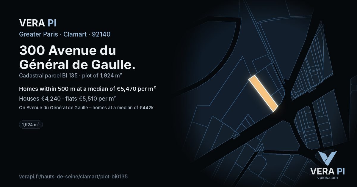 300 Avenue du Général de Gaulle, Clamart at night – the plot lit, the parcels around coloured by the prices near them