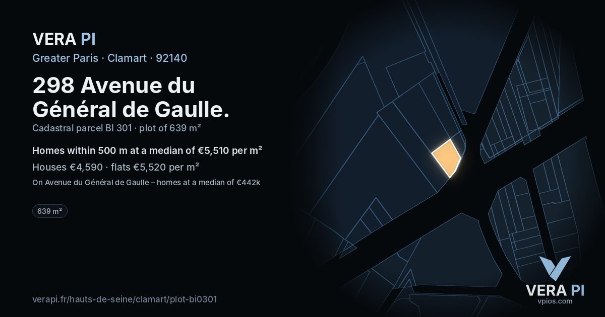 298 Avenue du Général de Gaulle, Clamart at night – the plot lit, the parcels around coloured by the prices near them