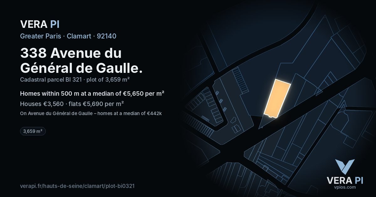 338 Avenue du Général de Gaulle, Clamart at night – the plot lit, the parcels around coloured by the prices near them