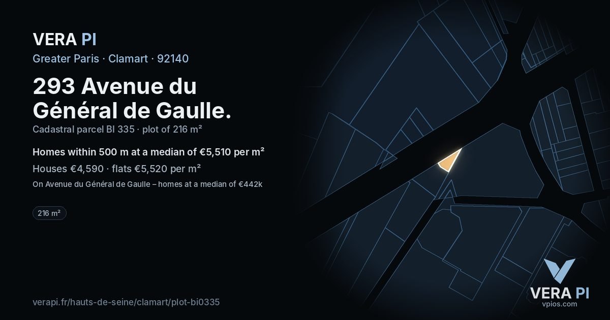 293 Avenue du Général de Gaulle, Clamart at night – the plot lit, the parcels around coloured by the prices near them