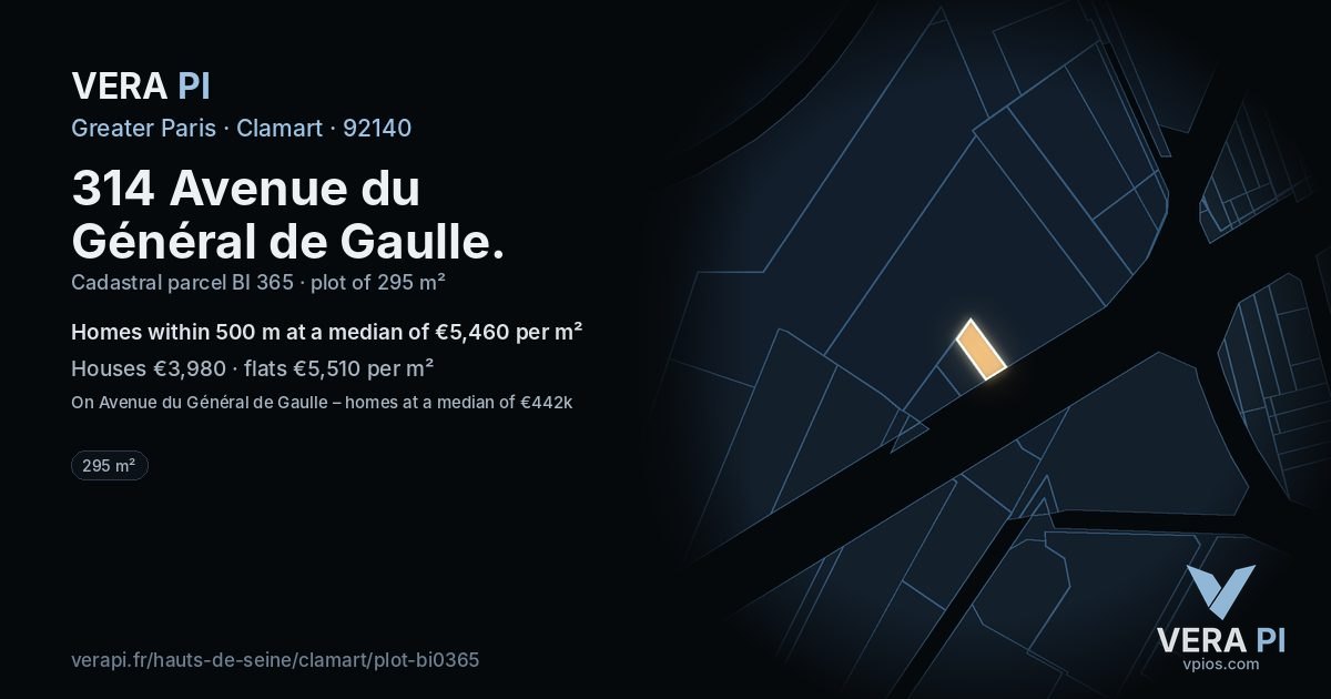314 Avenue du Général de Gaulle, Clamart at night – the plot lit, the parcels around coloured by the prices near them
