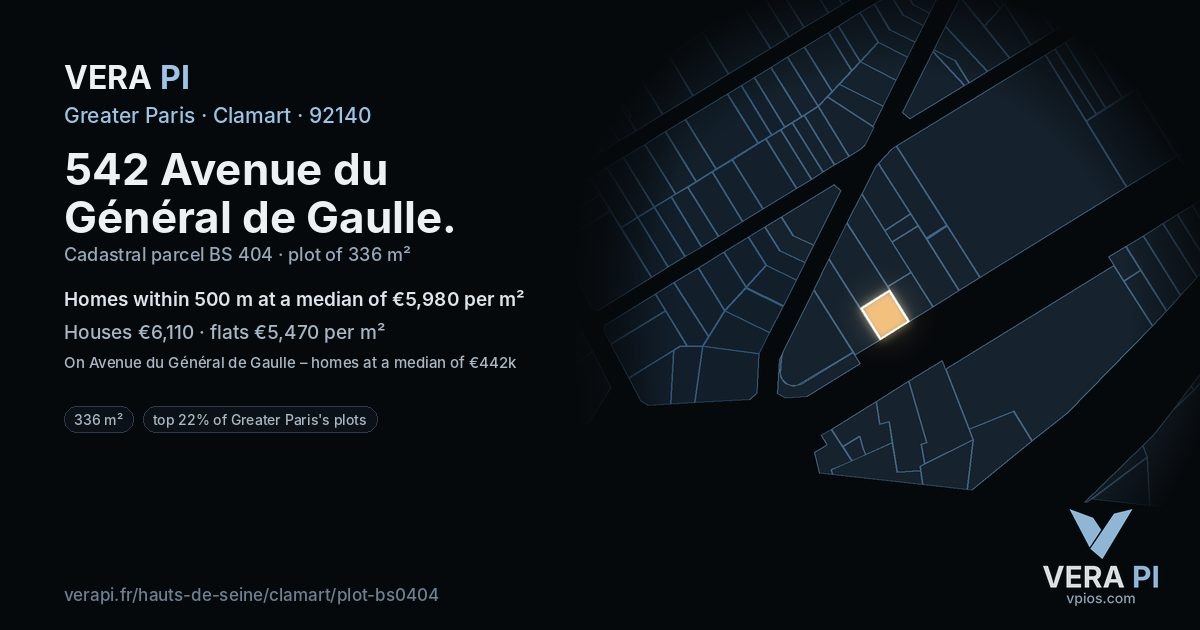 542 Avenue du Général de Gaulle, Clamart at night – the plot lit, the parcels around coloured by the prices near them