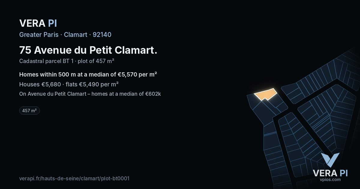 75 Avenue du Petit Clamart, Clamart at night – the plot lit, the parcels around coloured by the prices near them