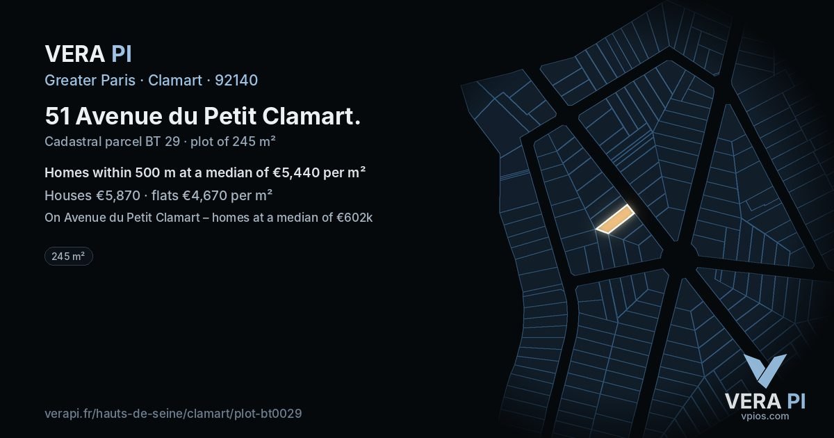 51 Avenue du Petit Clamart, Clamart at night – the plot lit, the parcels around coloured by the prices near them