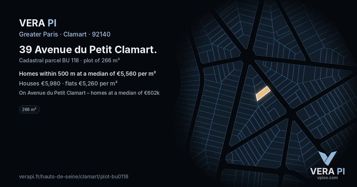 39 Avenue du Petit Clamart, Clamart at night – the plot lit, the parcels around coloured by the prices near them