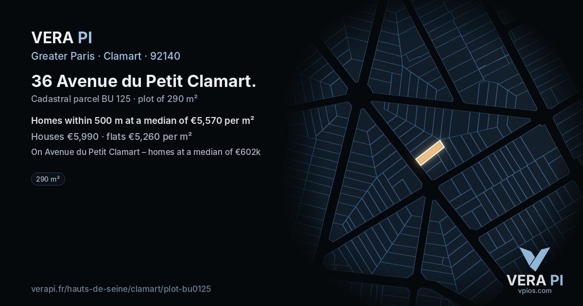 36 Avenue du Petit Clamart, Clamart at night – the plot lit, the parcels around coloured by the prices near them