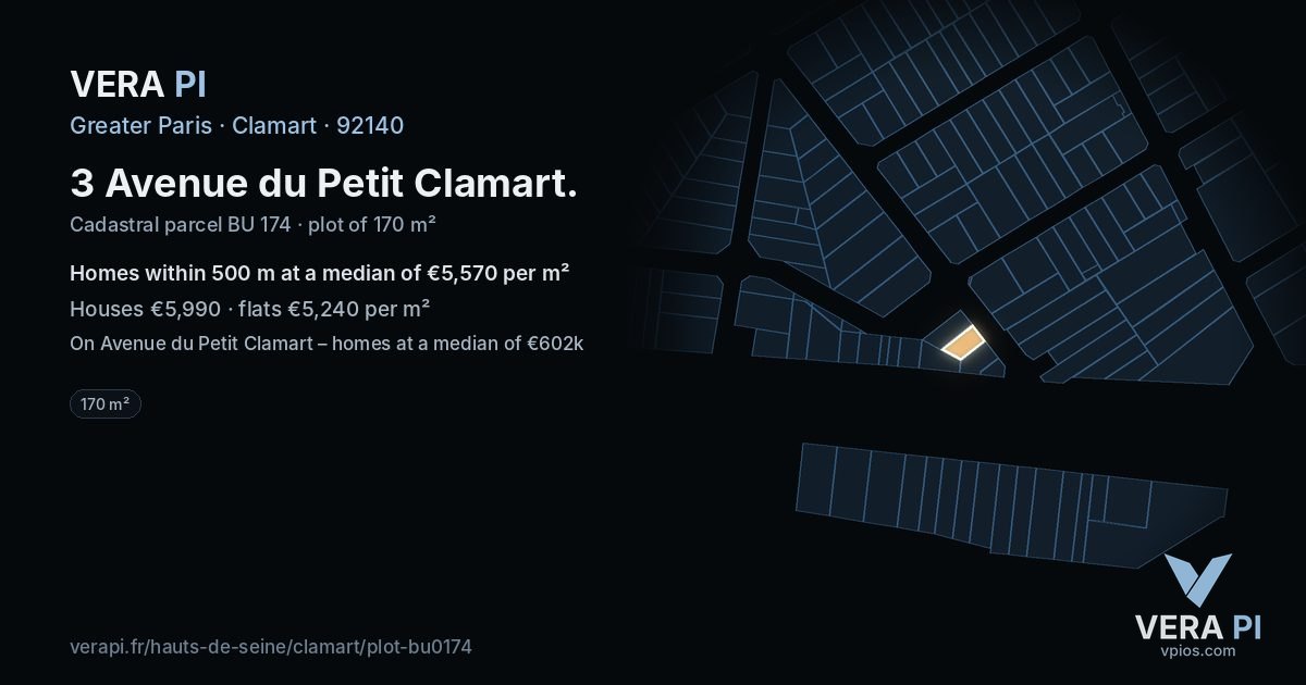 3 Avenue du Petit Clamart, Clamart at night – the plot lit, the parcels around coloured by the prices near them