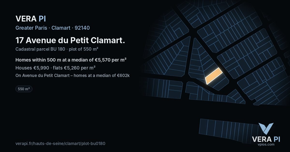 17 Avenue du Petit Clamart, Clamart at night – the plot lit, the parcels around coloured by the prices near them
