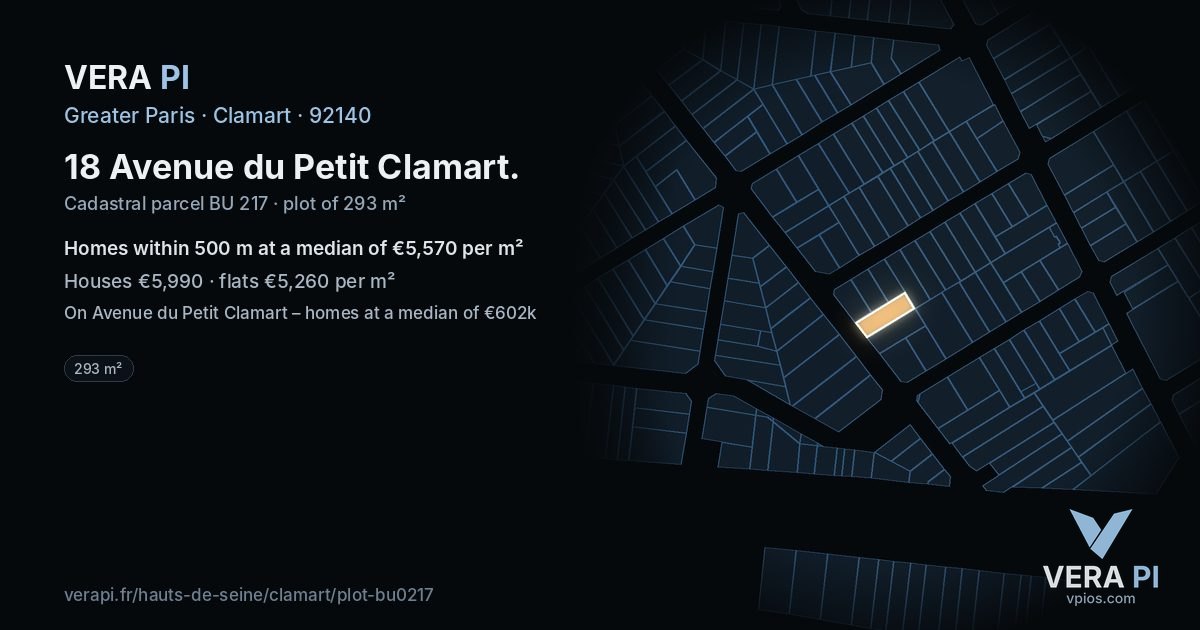 18 Avenue du Petit Clamart, Clamart at night – the plot lit, the parcels around coloured by the prices near them