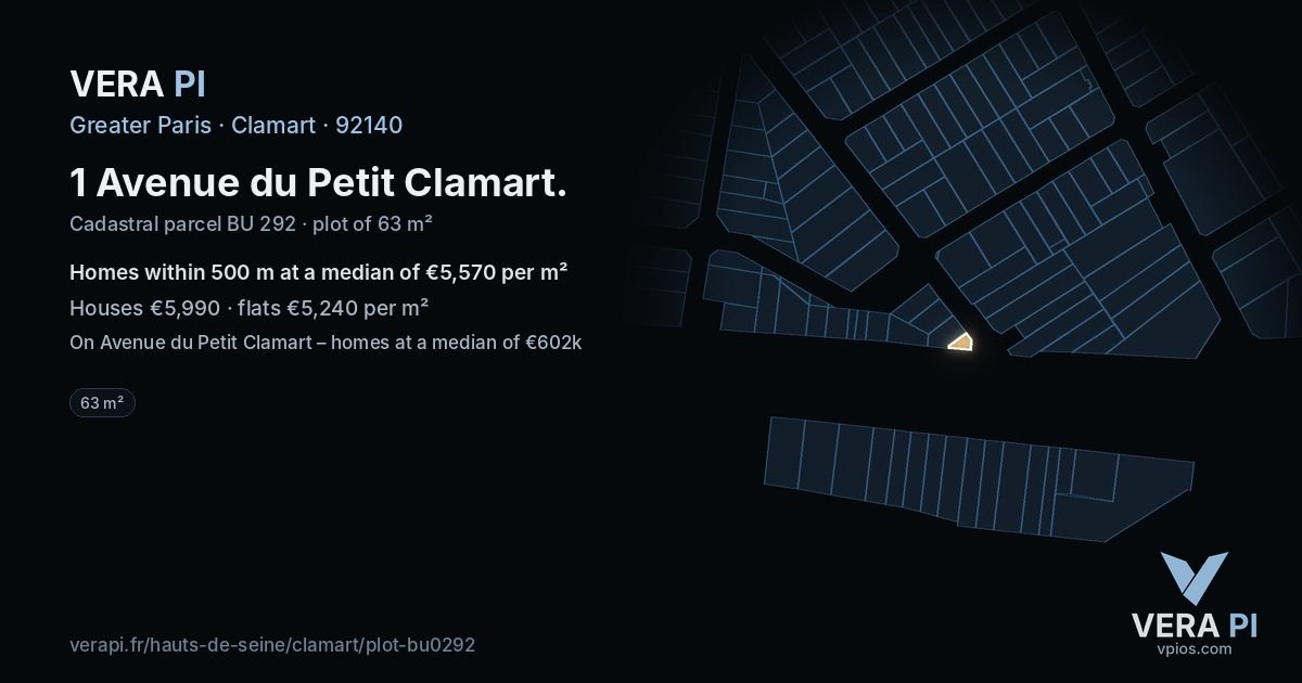 1 Avenue du Petit Clamart, Clamart at night – the plot lit, the parcels around coloured by the prices near them