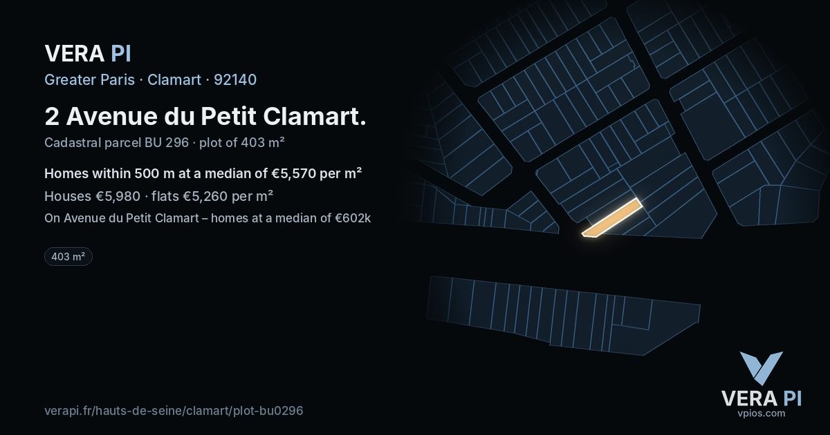 2 Avenue du Petit Clamart, Clamart at night – the plot lit, the parcels around coloured by the prices near them