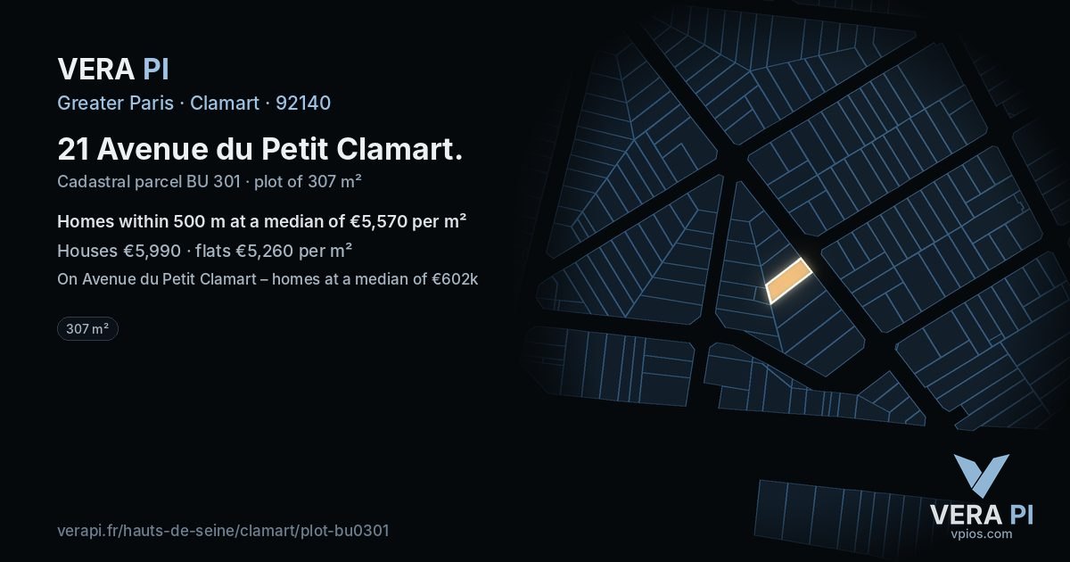 21 Avenue du Petit Clamart, Clamart at night – the plot lit, the parcels around coloured by the prices near them