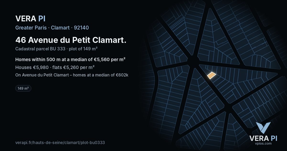 46 Avenue du Petit Clamart, Clamart at night – the plot lit, the parcels around coloured by the prices near them