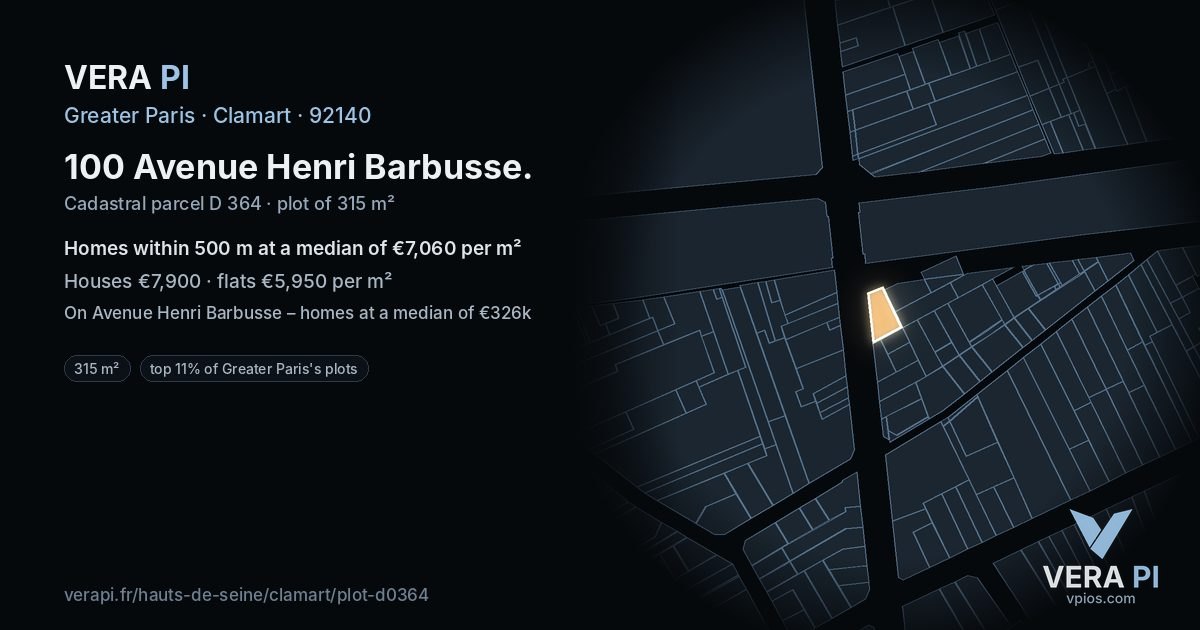 100 Avenue Henri Barbusse, Clamart at night – the plot lit, the parcels around coloured by the prices near them