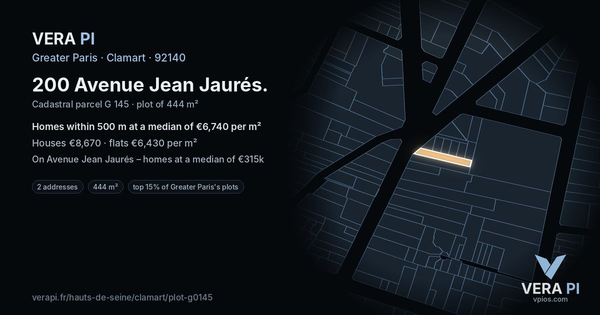 200 Avenue Jean Jaurés, Clamart at night – the plot lit, the parcels around coloured by the prices near them