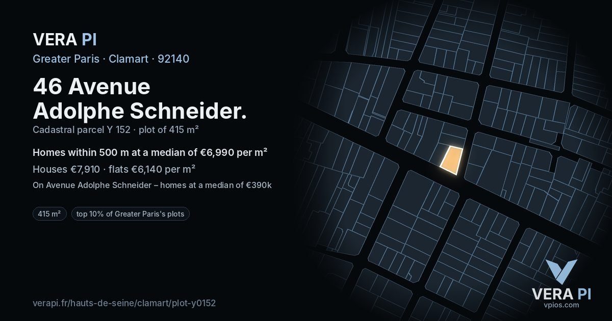 46 Avenue Adolphe Schneider, Clamart at night – the plot lit, the parcels around coloured by the prices near them