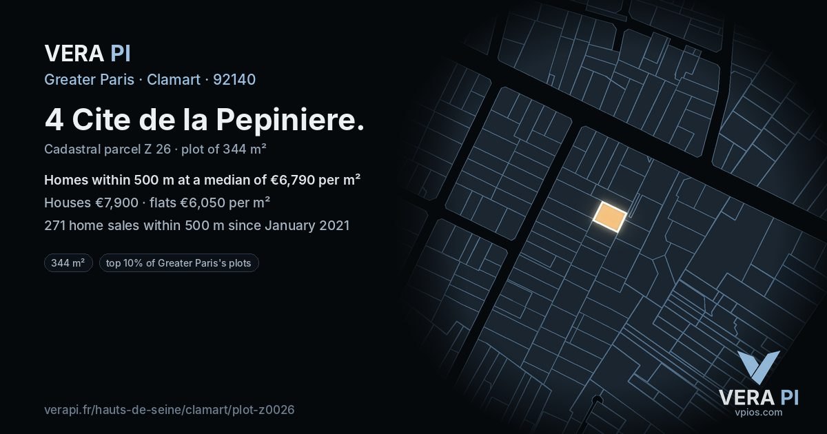 4 Cite de la Pepiniere, Clamart at night – the plot lit, the parcels around coloured by the prices near them