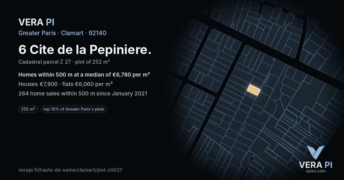 6 Cite de la Pepiniere, Clamart at night – the plot lit, the parcels around coloured by the prices near them