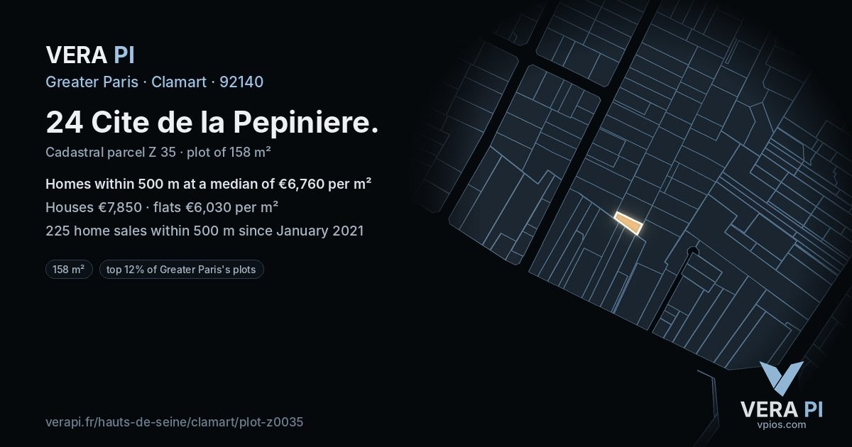 24 Cite de la Pepiniere, Clamart at night – the plot lit, the parcels around coloured by the prices near them