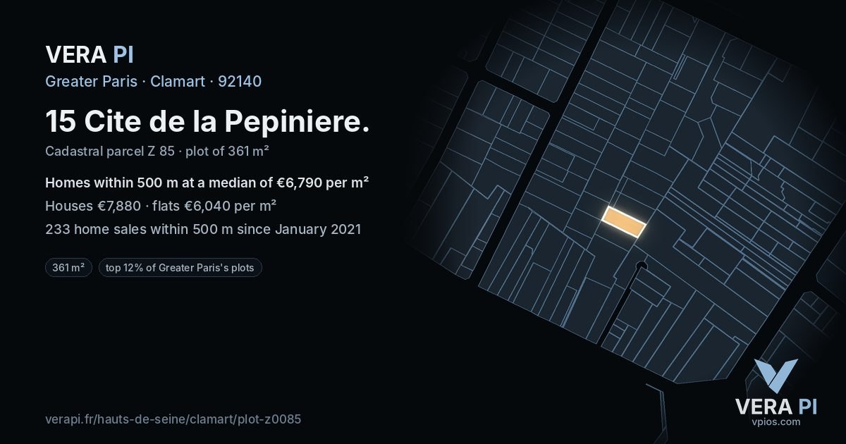 15 Cite de la Pepiniere, Clamart at night – the plot lit, the parcels around coloured by the prices near them