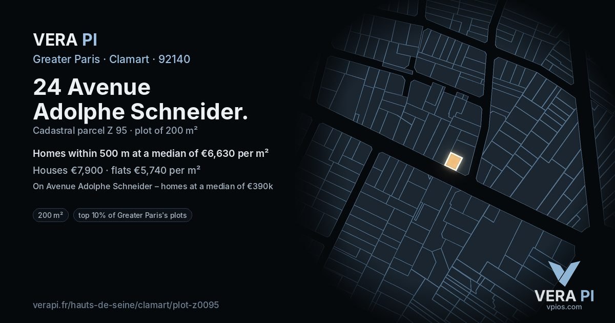 24 Avenue Adolphe Schneider, Clamart at night – the plot lit, the parcels around coloured by the prices near them
