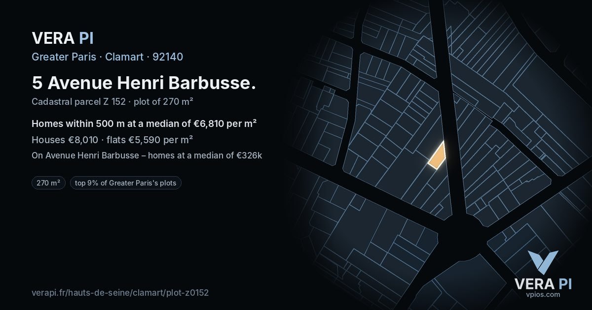 5 Avenue Henri Barbusse, Clamart at night – the plot lit, the parcels around coloured by the prices near them