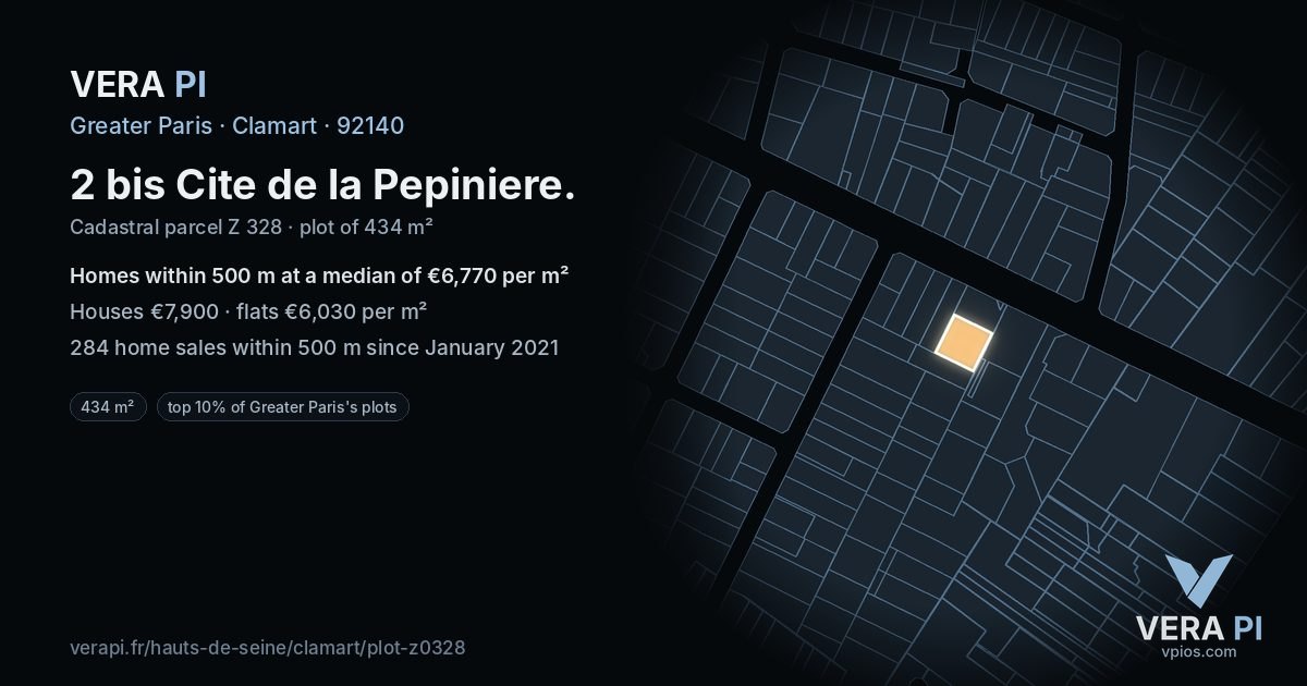 2 bis Cite de la Pepiniere, Clamart at night – the plot lit, the parcels around coloured by the prices near them