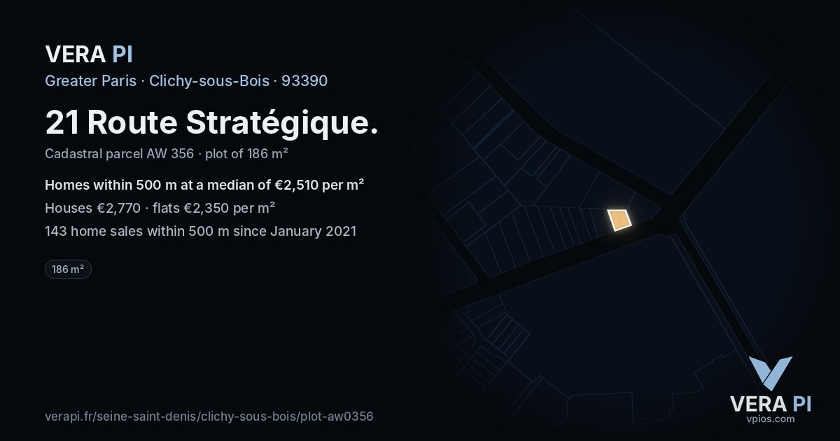 21 Route Stratégique, Clichy-sous-Bois at night – the plot lit, the parcels around coloured by the prices near them