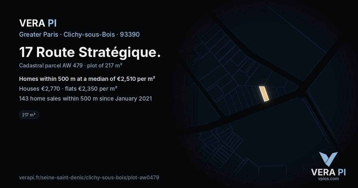 17 Route Stratégique, Clichy-sous-Bois at night – the plot lit, the parcels around coloured by the prices near them