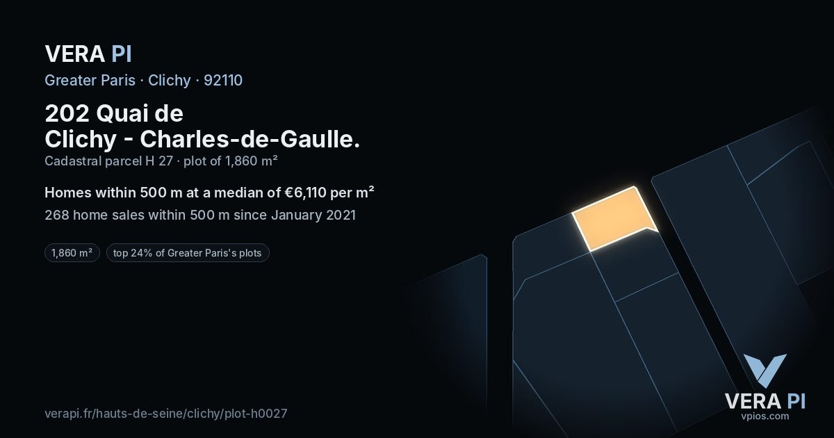 202 Quai de Clichy - Charles-de-Gaulle, Clichy at night – the plot lit, the parcels around coloured by the prices near them