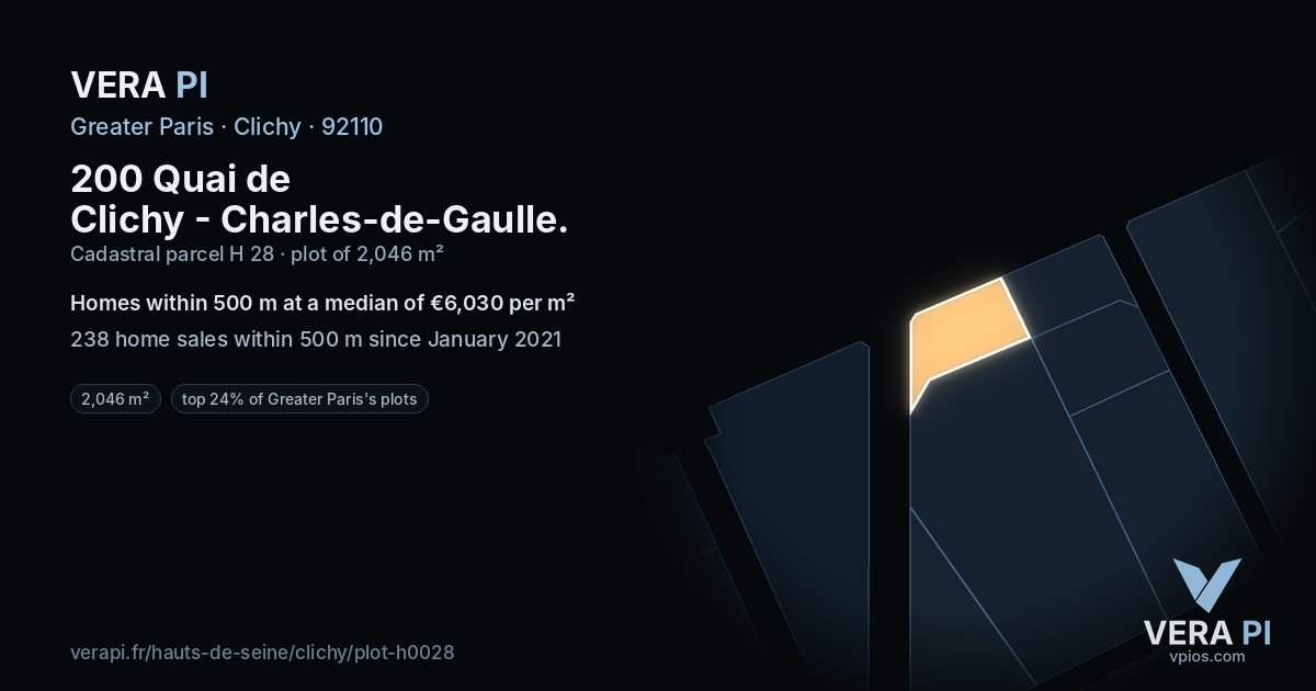 200 Quai de Clichy - Charles-de-Gaulle, Clichy at night – the plot lit, the parcels around coloured by the prices near them