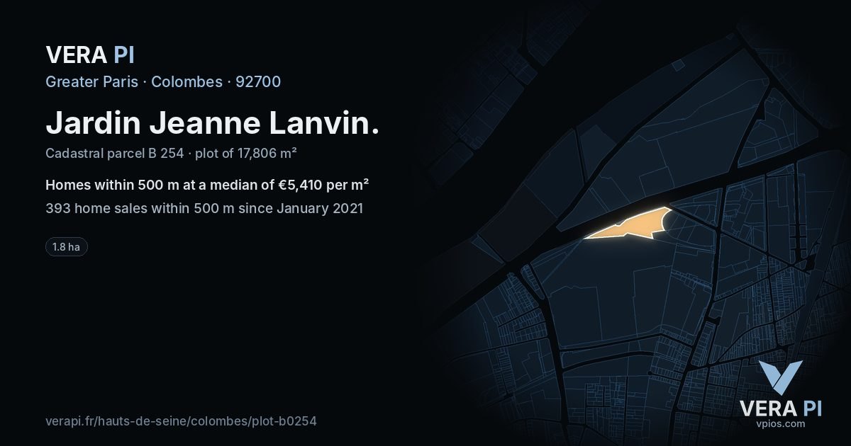 Jardin Jeanne Lanvin, Colombes at night – the plot lit, the parcels around coloured by the prices near them