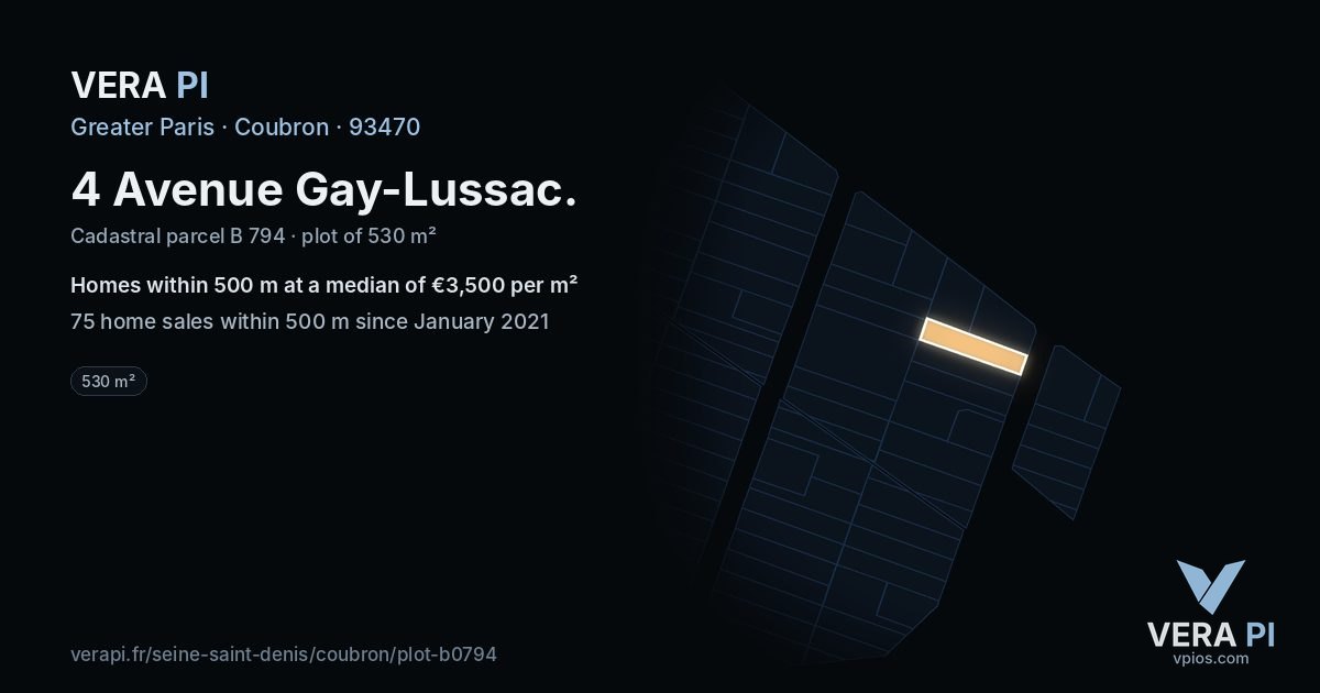 4 Avenue Gay-Lussac, Coubron at night – the plot lit, the parcels around coloured by the prices near them