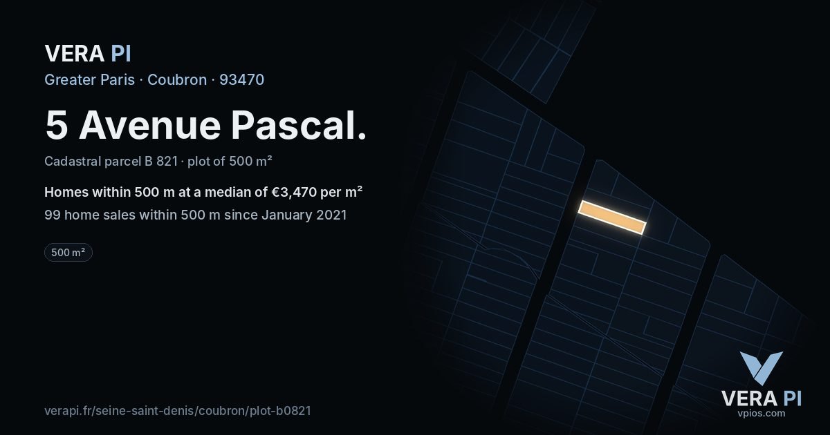 5 Avenue Pascal, Coubron at night – the plot lit, the parcels around coloured by the prices near them