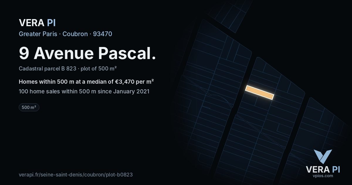 9 Avenue Pascal, Coubron at night – the plot lit, the parcels around coloured by the prices near them