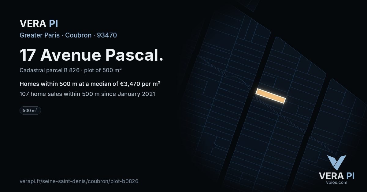 17 Avenue Pascal, Coubron at night – the plot lit, the parcels around coloured by the prices near them