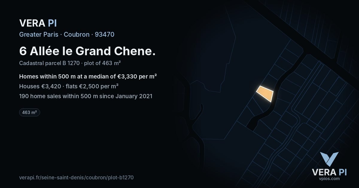6 Allée le Grand Chene, Coubron at night – the plot lit, the parcels around coloured by the prices near them
