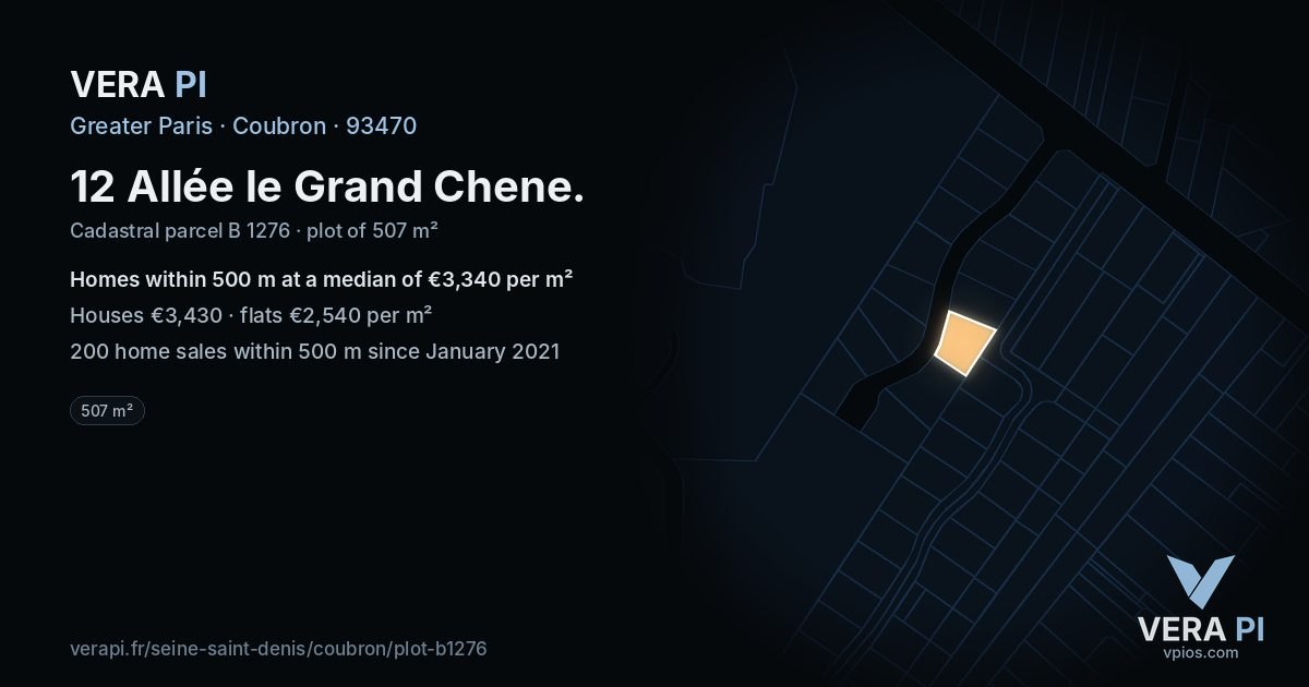 12 Allée le Grand Chene, Coubron at night – the plot lit, the parcels around coloured by the prices near them