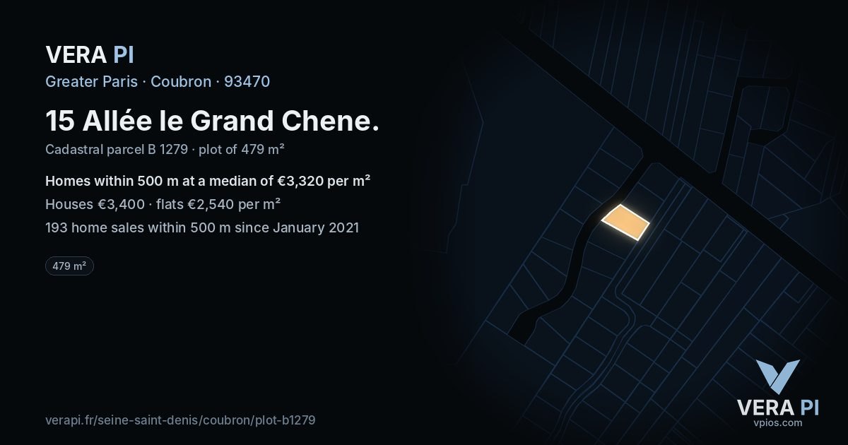15 Allée le Grand Chene, Coubron at night – the plot lit, the parcels around coloured by the prices near them