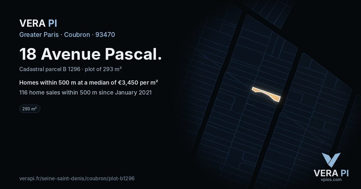 18 Avenue Pascal, Coubron at night – the plot lit, the parcels around coloured by the prices near them